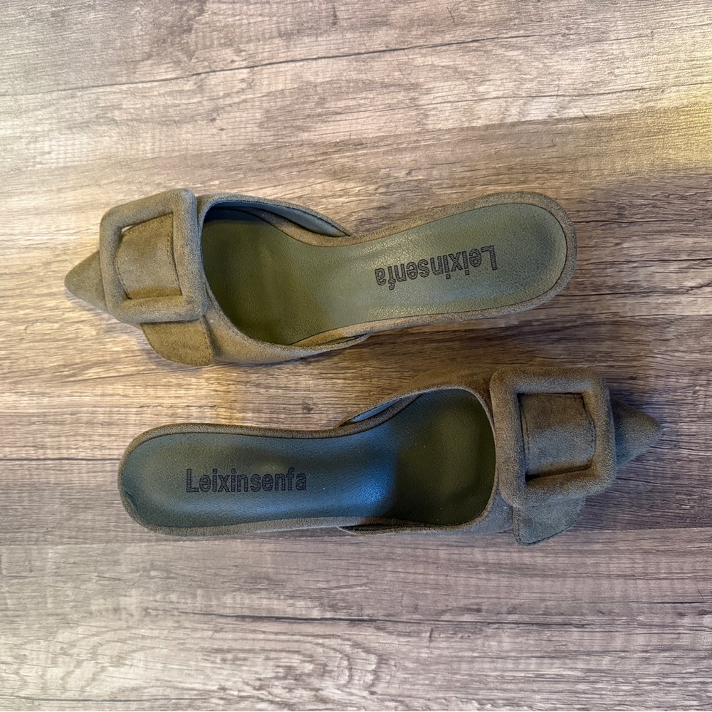 Leixinsenfa Suede green kitten heels - Picture 4 of 8